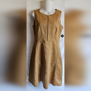 Studio One New York Camel Faux Suede Sleeveless Fit & Flare Dress | Size 4 | NWT